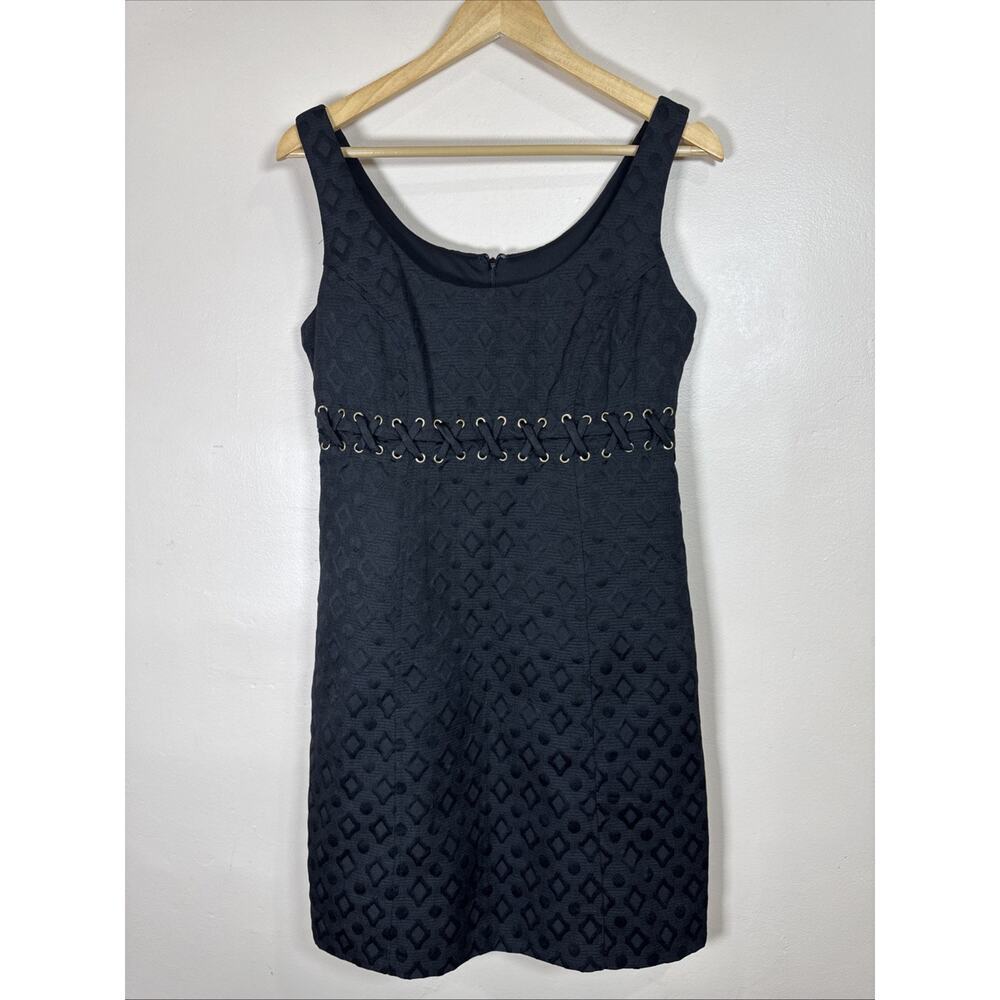 Tiana B. Dress Black Mini Little Black Dress 6 Jacquard Babydoll Y2K Party Club